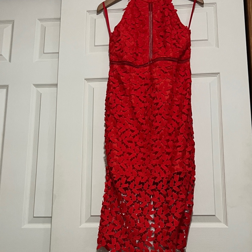 Bardot Scarlet Lace Midi Dress